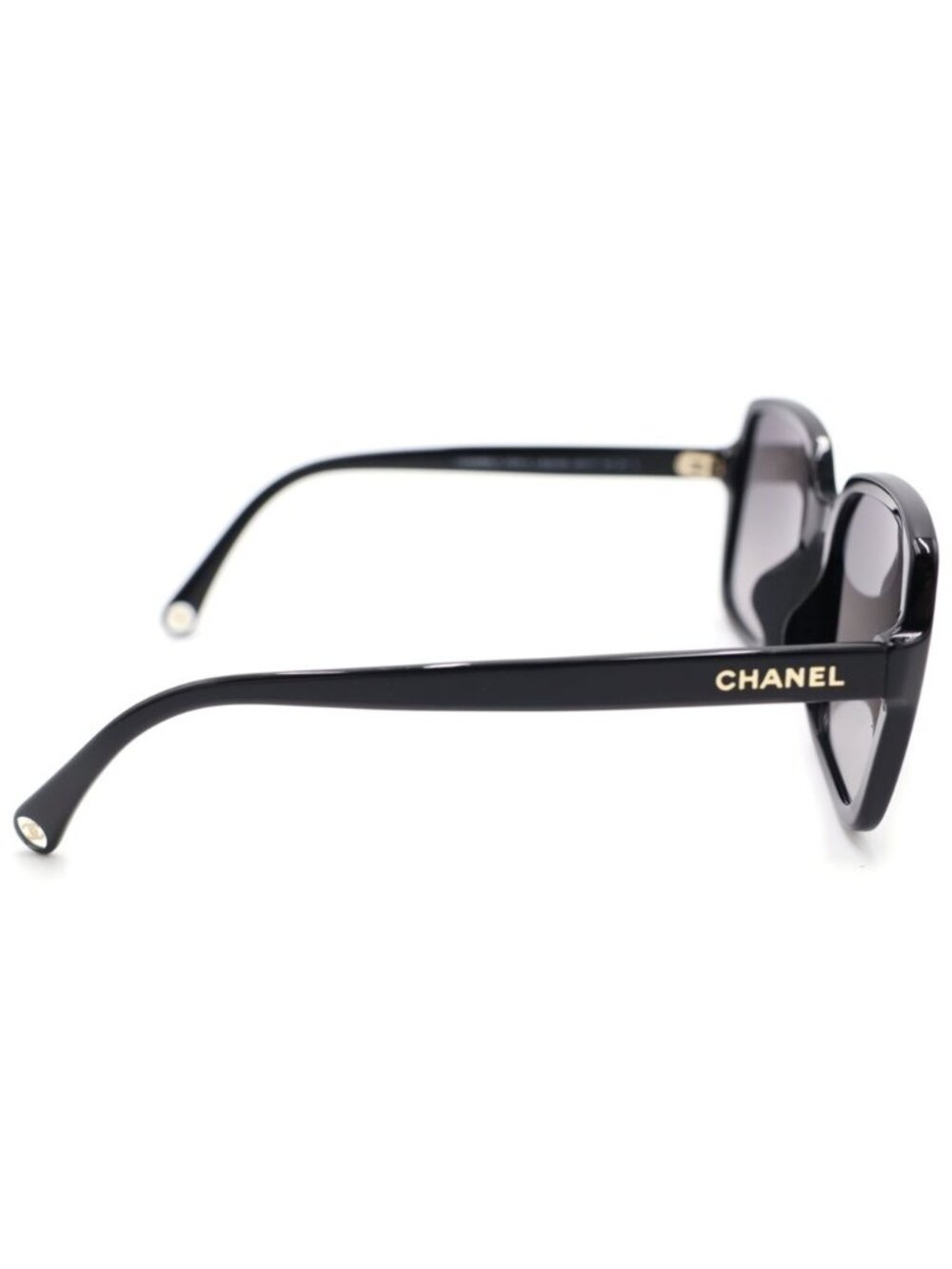 ★SOLD★ Chanel Polarized Sunglasses Squareshape Gold Logo Black Eyewear - Picture 3 of 6